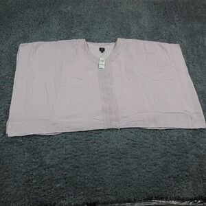 JM Collection Blouse Shirt Womens 2X Plus Pink Woven Crochet Trim Lined NWT